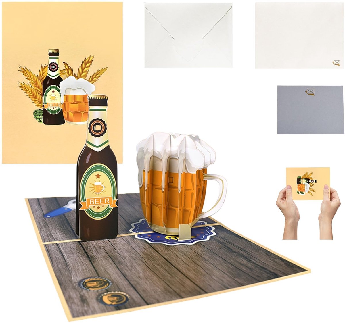 Dailygoods- Verjaardagskaart 3D Pop-Up - Grappige Wenskaart - Biercadeau voor Mannen - Vaderdag - Humoristisch Cadeau - Gedetailleerde Scène