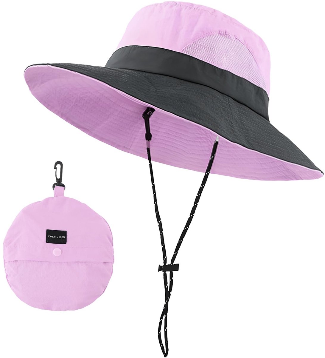 Dailygoods - Anti-uv-hoed voor dames, zonnehoed, dameshoed, opvouwbaar, UPF 50+, waterdicht, zonwering, sneldrogend, strand, zwembad, camping, picknick, bergbeklimmen, vissen, reizen (roze)