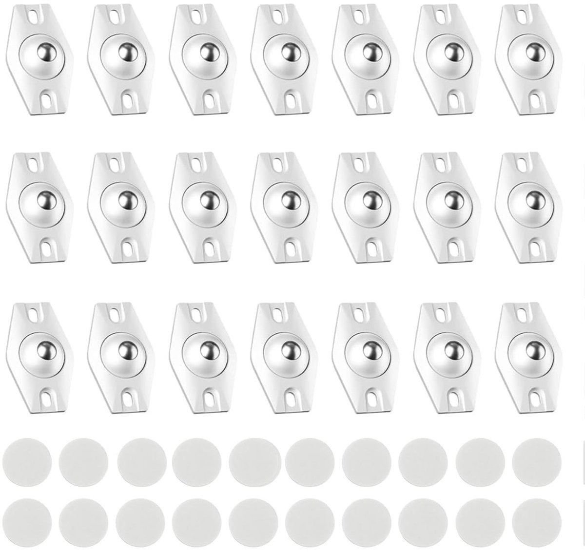 Dailygoods- Ball Rollers 20 Stuks - Zwenkwielen - Meubelwielen - Zelfklevend - Geschikt voor Kleine Meubels - Tot 20 kg Draagvermogen