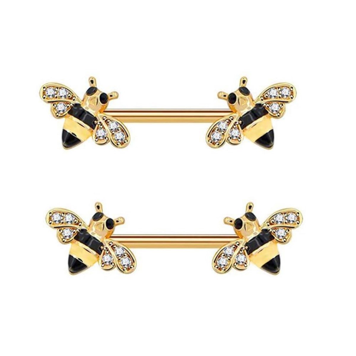 Dailygoods- Bijenring 14G - Roestvrij Staal - Verguld - Hypoallergeen - Sierlijke Body Piercing - Perfect als Cadeau
