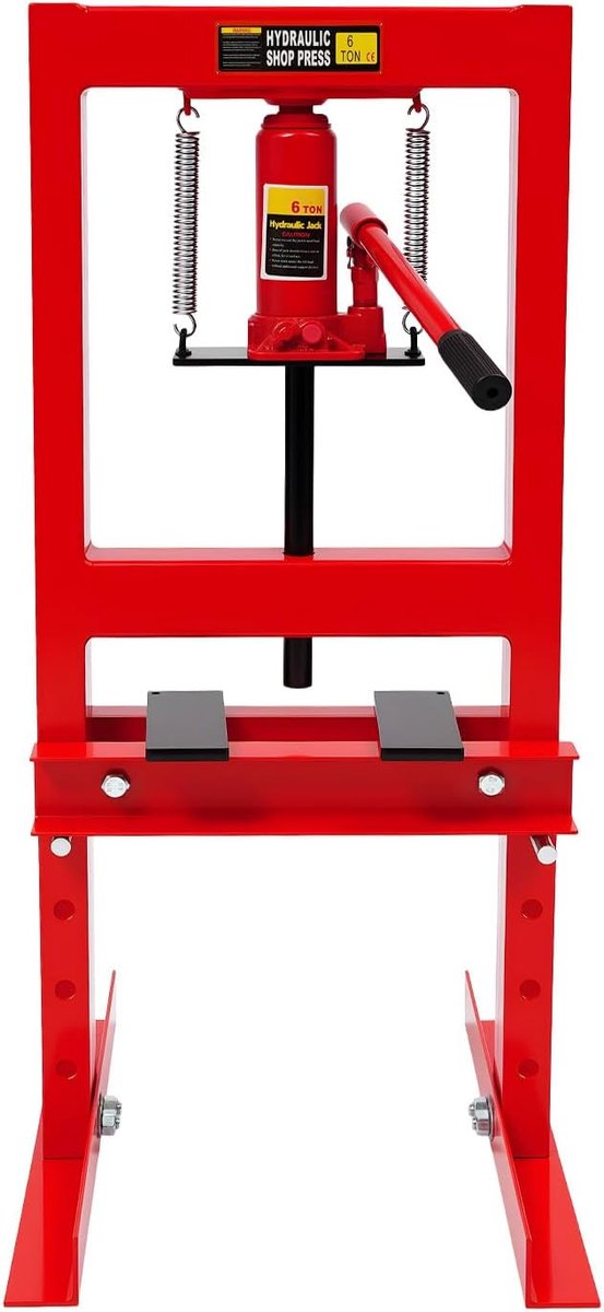 Hydraulische Pers - Werkplaatspers Handmatig - Onderdelen Persen - 4-voudige Hoogte - 6 Ton Druk - Rood