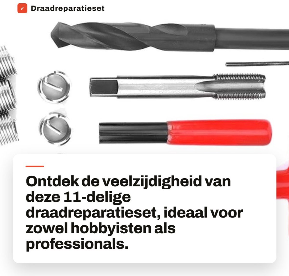 Dailygoods- Draadreparatieset 11 Stuks - Roestvrij Staal - M16x1.5 - Spiraalboor - Sleutel - Draadinzetstuk - Hoogwaardige Duurzaamheid - Schroefdraadset