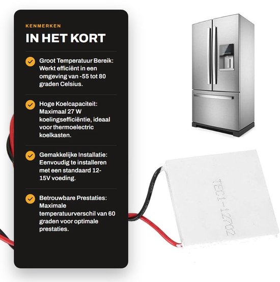 Dailygoods - TEC1-12702 Thermo-elektrische Koelmodule 40x40MM 12-15V voor Koelkast van Dailygoods — afbeelding 3
