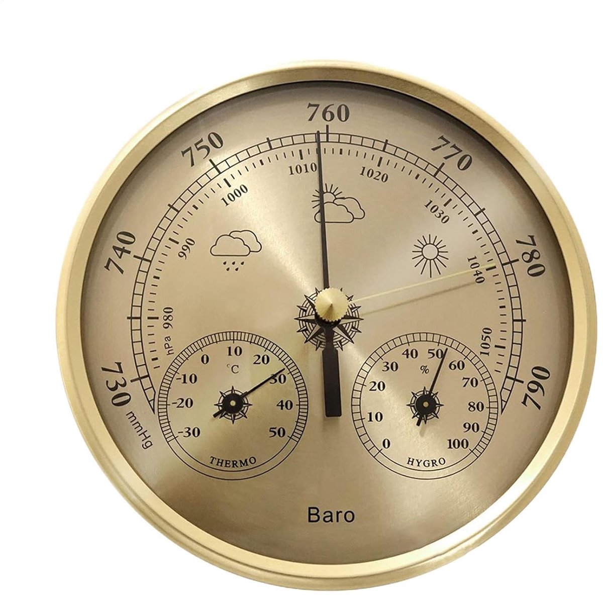 Digitale barometer - Weerstation meter - Buitenactiviteiten monitoren - Batterijvrij ontwerp - 13 cm diameter - Enkel attribuut
