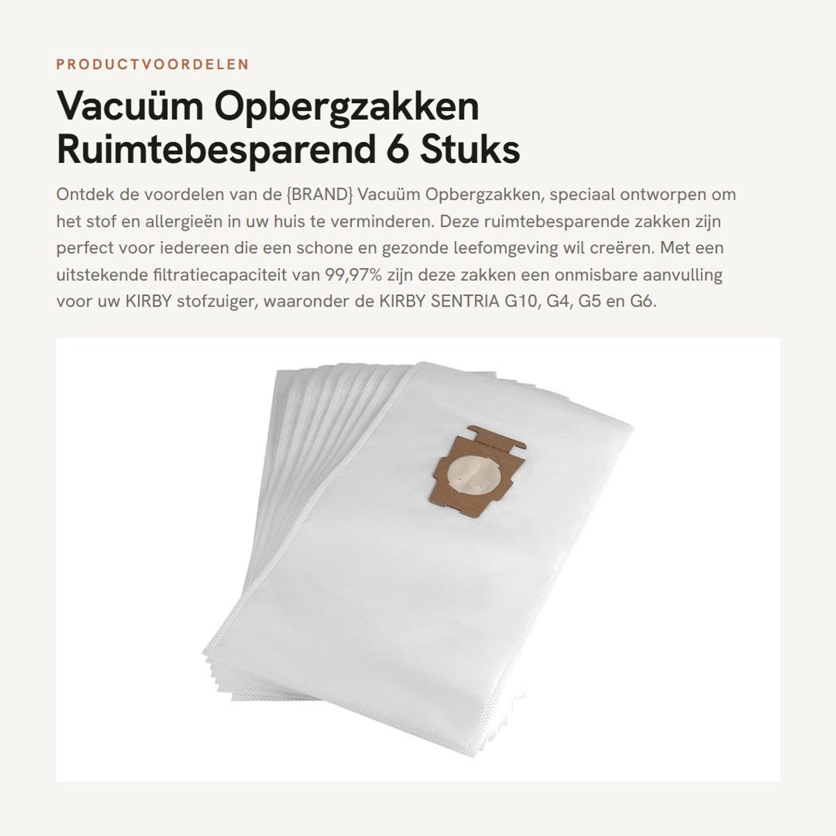 Dailygoods- Opbergzakken Ruimtebesparend - Opbergzakken met Rits - Vacuümzakken - Synthetische Stof - Geschikt voor KIRBY SENTRIA G10 - Drievoudig Stiksel - Stofzuigerzakken