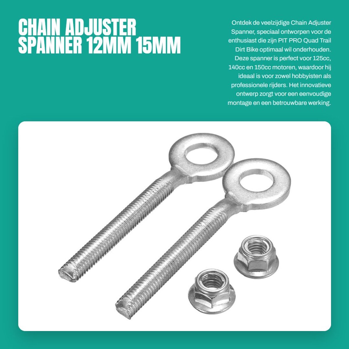 Dailygoods- Ketting Spanner Eenvoudig te monteren - 12mm/15mm Asgat - Innovatief ontwerp - IJzer - Lengte 10,2 cm - Universele stijl - Kettingafsteller