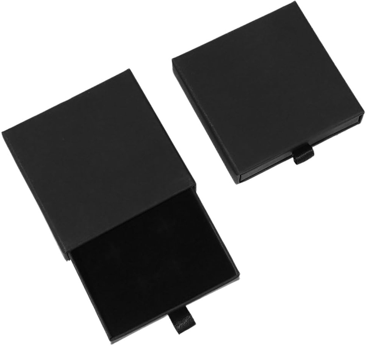 Dailygoods - Geschenkdozen, 2-delige sieradendoos (9 x 9 x 1,8 cm), kleine sieradendoos geschikt voor het bewaren van ringen, halskettingen en oorbellen (zwart)