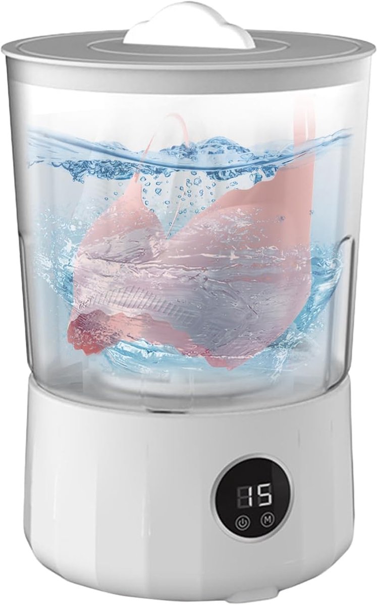 Draagbare wasmachine Mini wasautomaat Kleine was doen Dubbele waterstroom 17 x 17 x 17 cm Wit