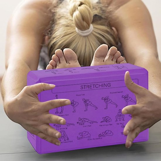 Yogablokken Set - Wigblokken Steunblokken - Yoga Balans Training - Antislip EVA Materiaal - 2 Delig - Lila — afbeelding 4