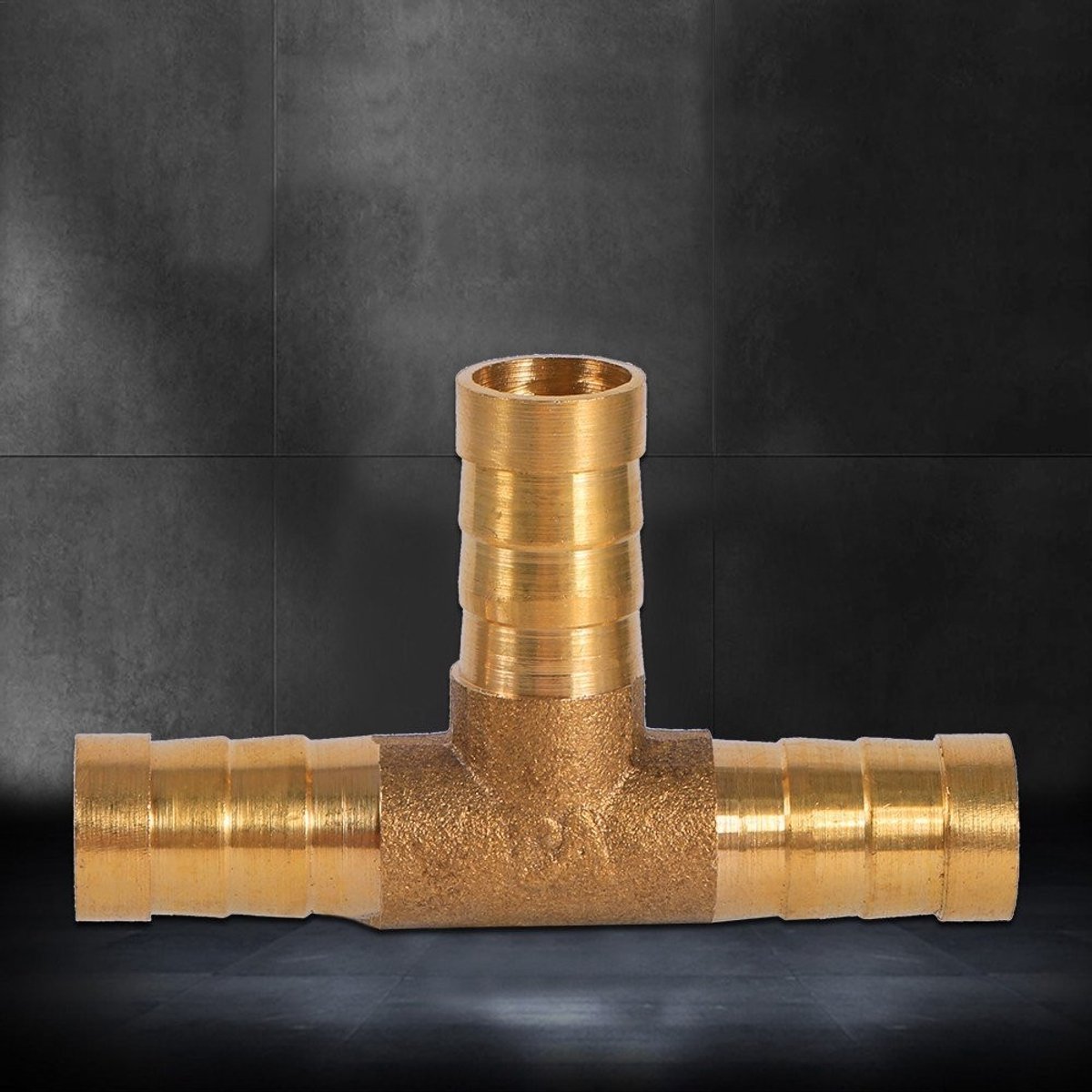 Dailygoods- T-stuk 3-weg verbinding - massief messing - voor lucht/water/gas/olie - eenvoudige installatie - bevestigingsdiameter 10 mm - duurzaam materiaal - Slangverbinding