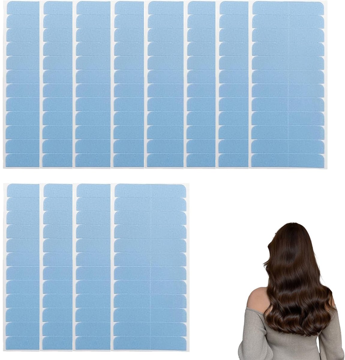 Dailygoods- Plakband 144 Stuks - Dubbelzijdig - Plakband voor Haarverlengingen - Onzichtbaar - Reserveband voor Pruik - 4 x 0,8 cm - Haartape