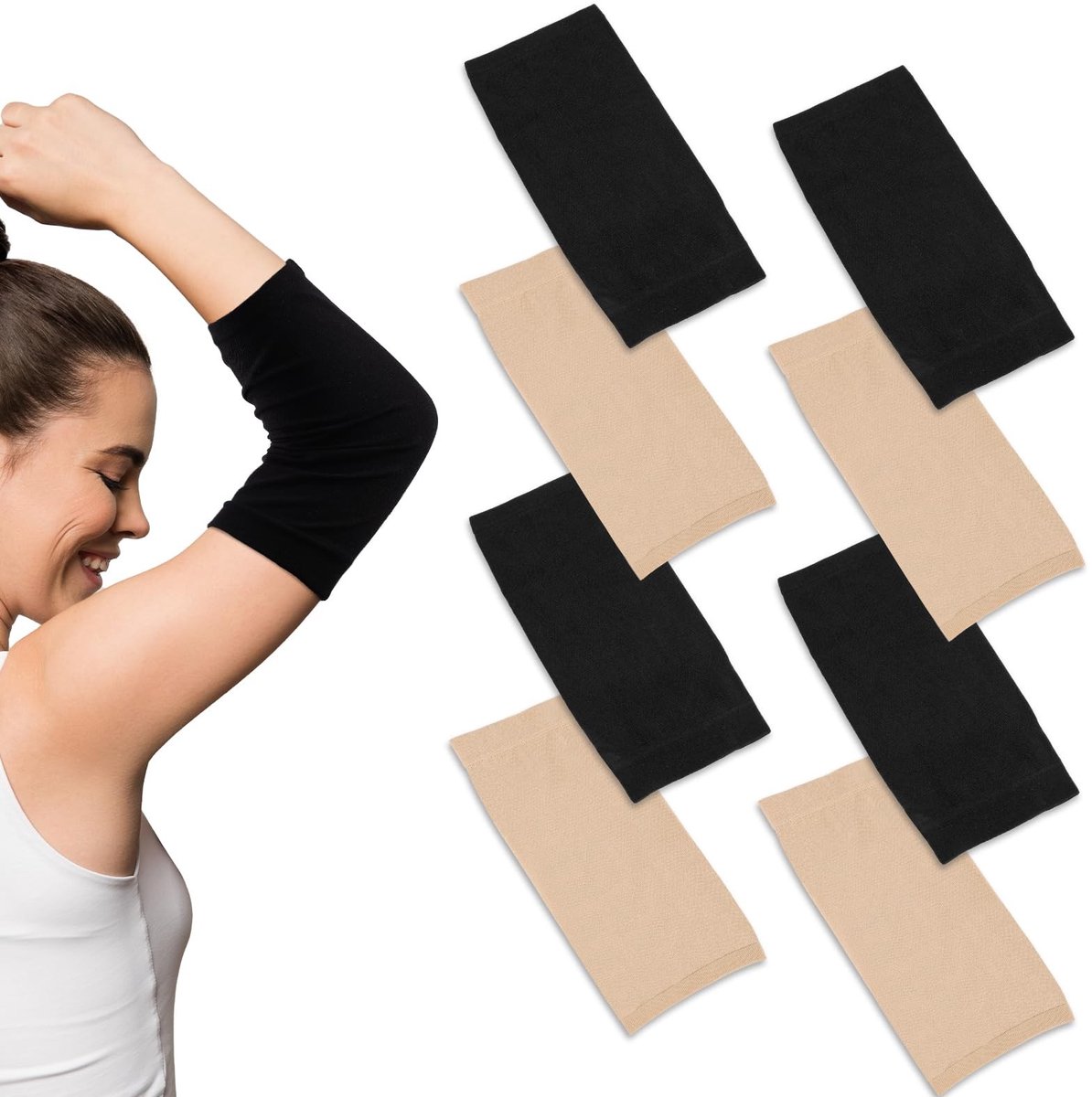 Dailygoods- Tattoo Sleeve Zwart - 4 Paar - Spandex - Onderarm Afdekmouwen - Beige - Comfortabele Pasvorm - Armhuls