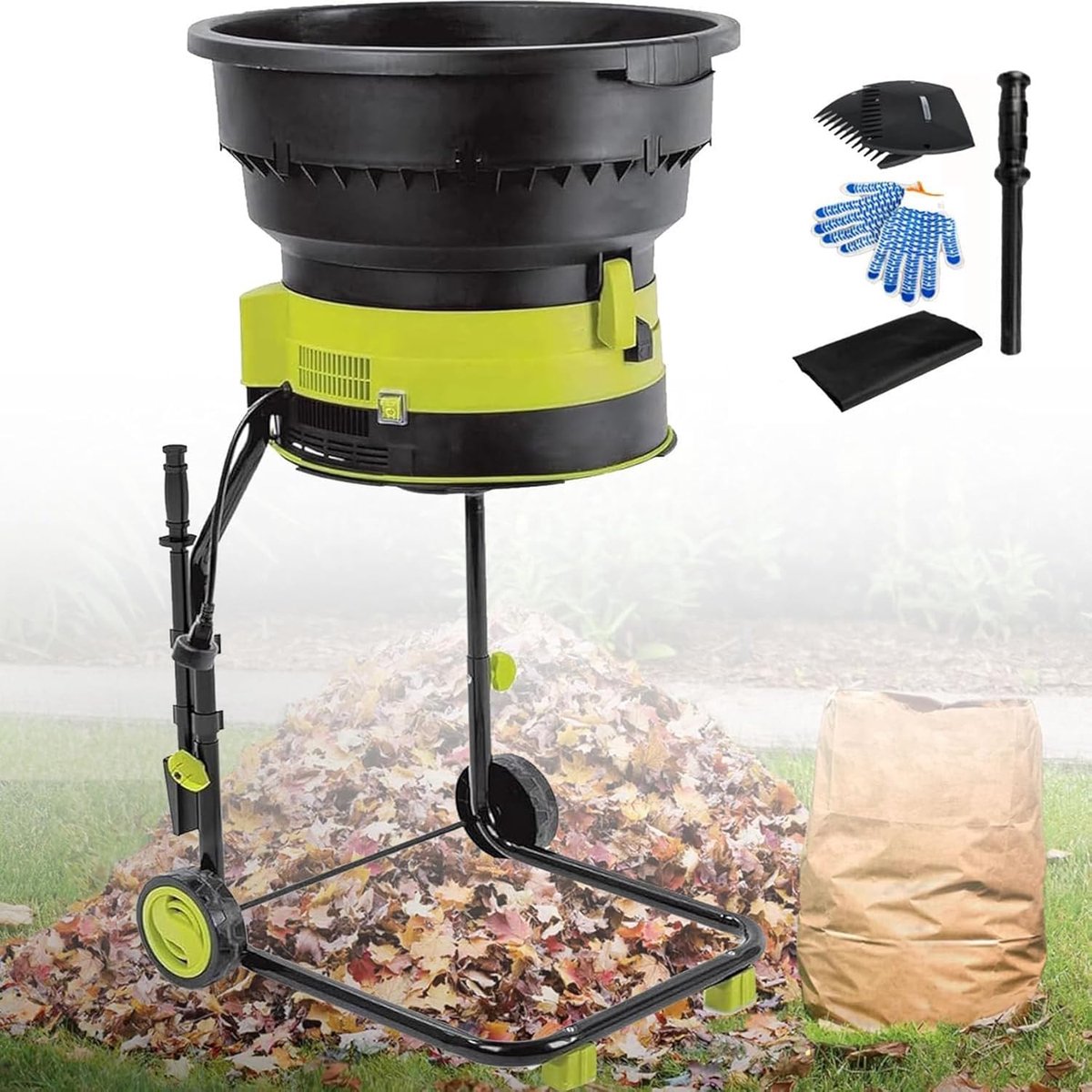 Elektrische Bladhakselaar - Tuinhakselaar Snoer - Tuinafval Verwerken - Mesloze Technologie - 54 Cm Trechter - Zwart