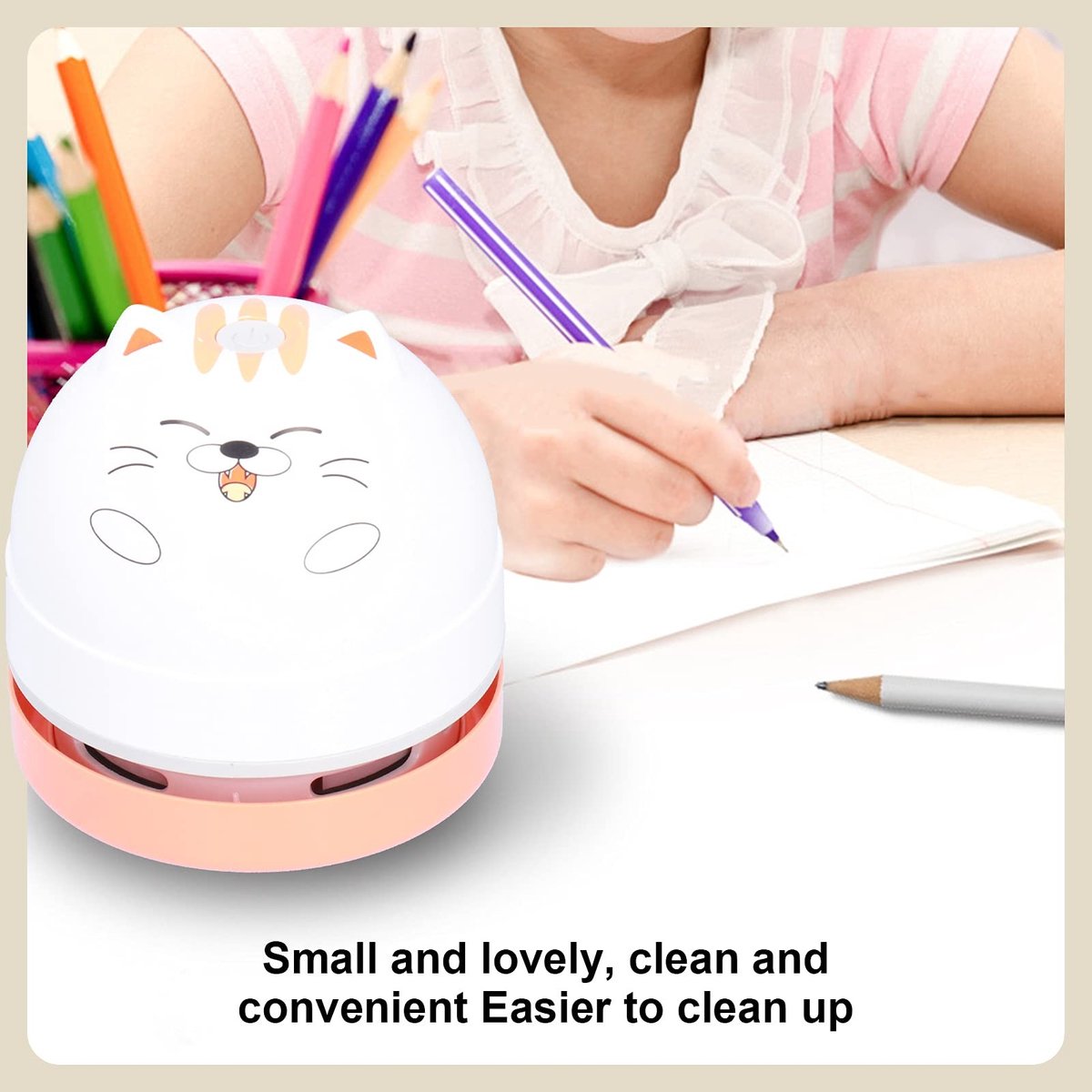 Dailygoods - Leuke Animal Design Desktop Stofzuiger - Mini Tafel Stof Veegmachine - Draadloos 360 ° Draaibaar Design - USB Opladen - Geschikt voor Thu...