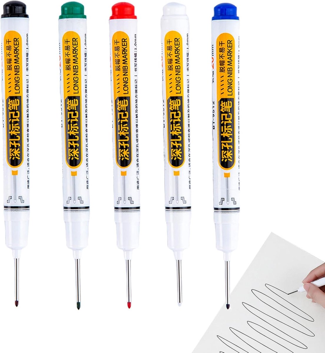 Markeerstift met diepe gaten - Boorpennen Lange penpunt - Houtbewerking markeren - Waterdicht Sneldrogend