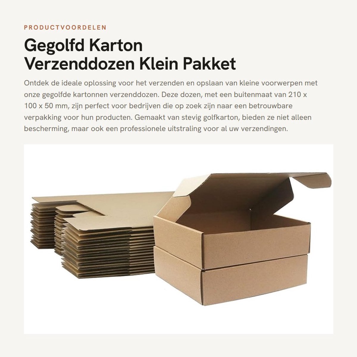 Dailygoods- Verzenddozen Golfkarton 210 x 100 x 50 mm - Verpakking Dozen - Verzenddozen voor Bedrijf - Opbergdozen - 25 Stuks - Milieuvriendelijk en Stevig - Verpakkingsdozen