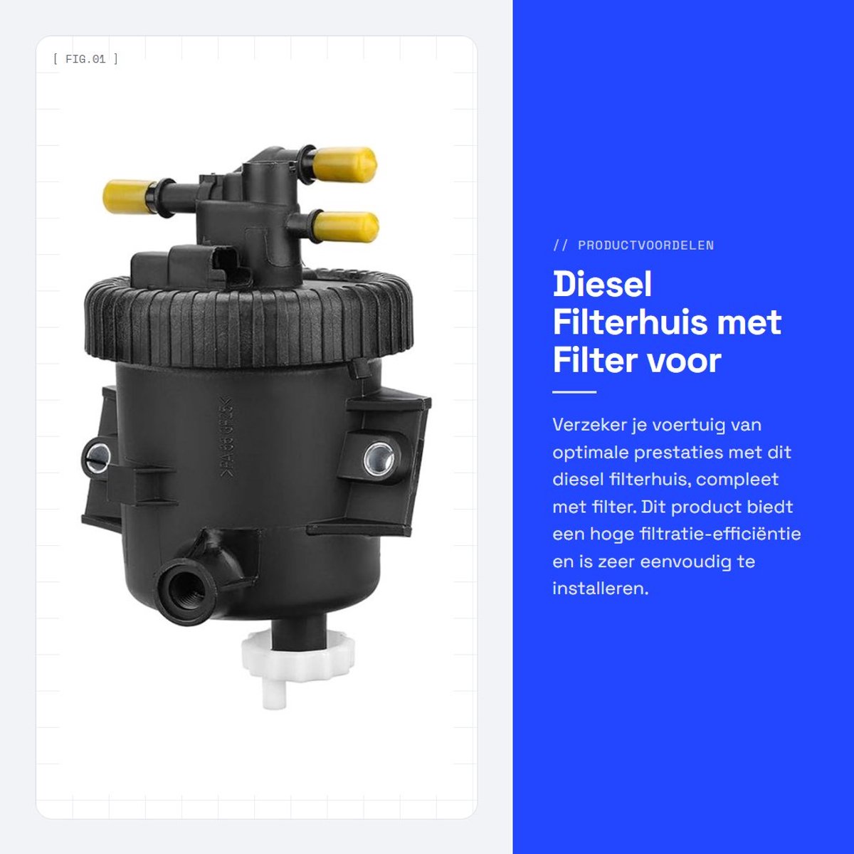 Dailygoods- Dieselfilter Hoge Prestaties - Filterhuis - Geschikt voor 206/306/307 - Corrosiebestendig - Duurzaam - Eenvoudig in Gebruik - Brandstoffilter