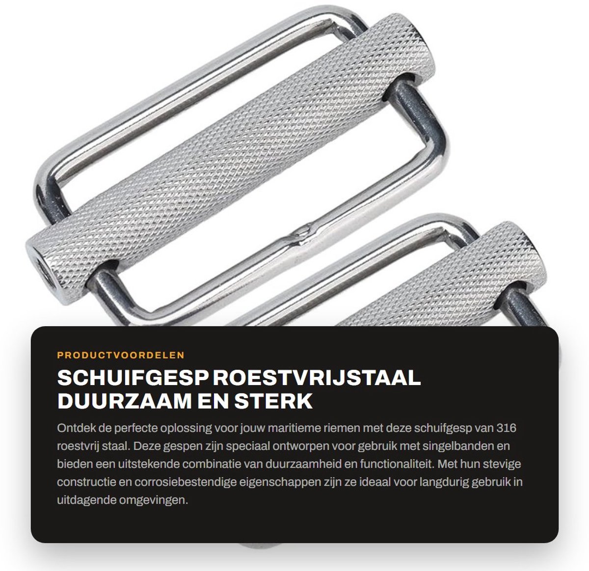 Dailygoods- Schuifgesp 316 Roestvrij Staal - Verstelbare Gesp - Gekartelde Staaf - Corrosiebestendig - 2 Stuks - Veilig en Duurzaam - Rolgesp