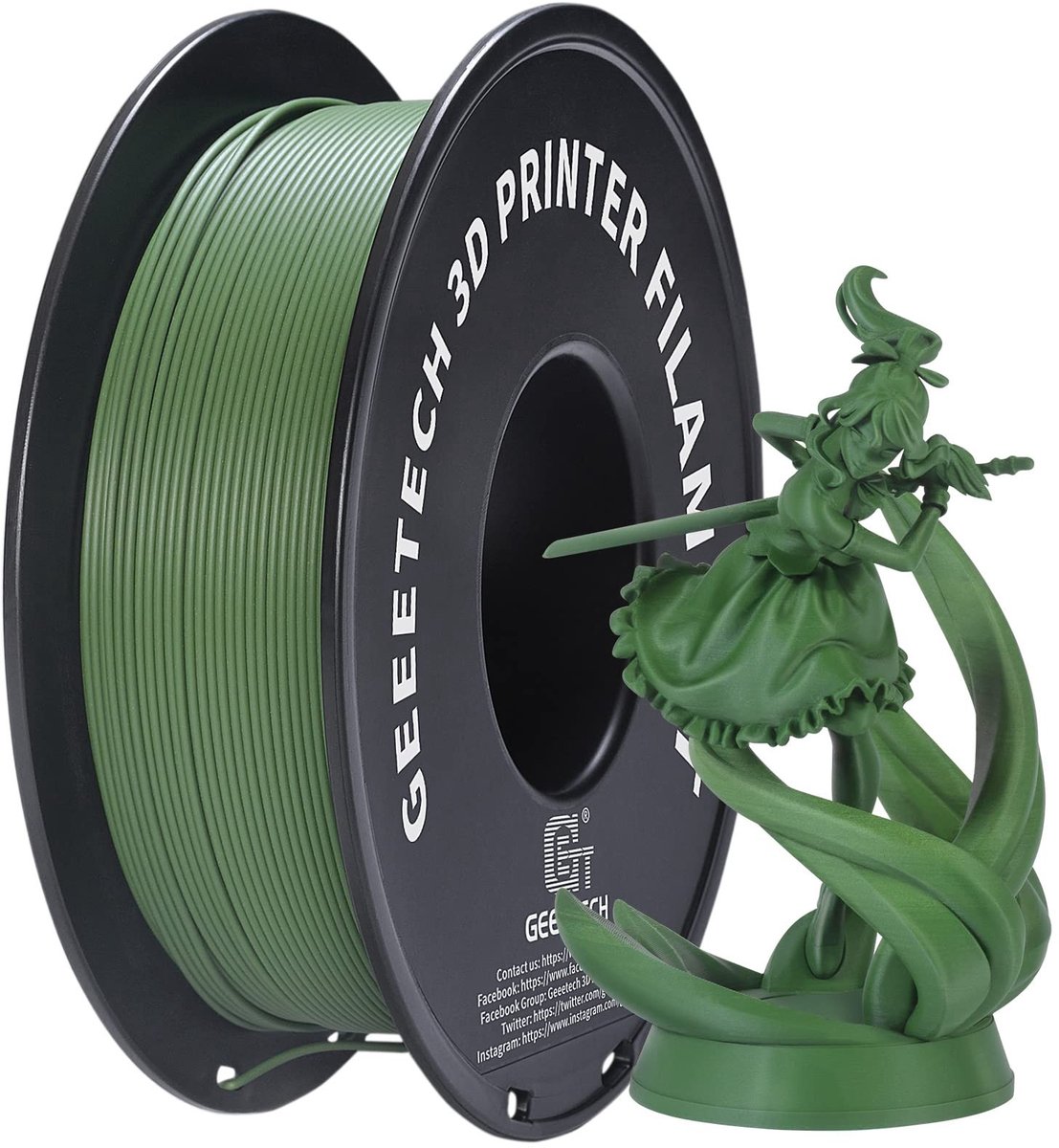 Dailygoods- PLA-Filament 1,75 mm - 1 kg Spoel - Matte Olijfgroen - Geschikt voor 3D-printers - Hoogwaardige Kwaliteit - Eenvoudig te Gebruiken - 3D-printer Filament