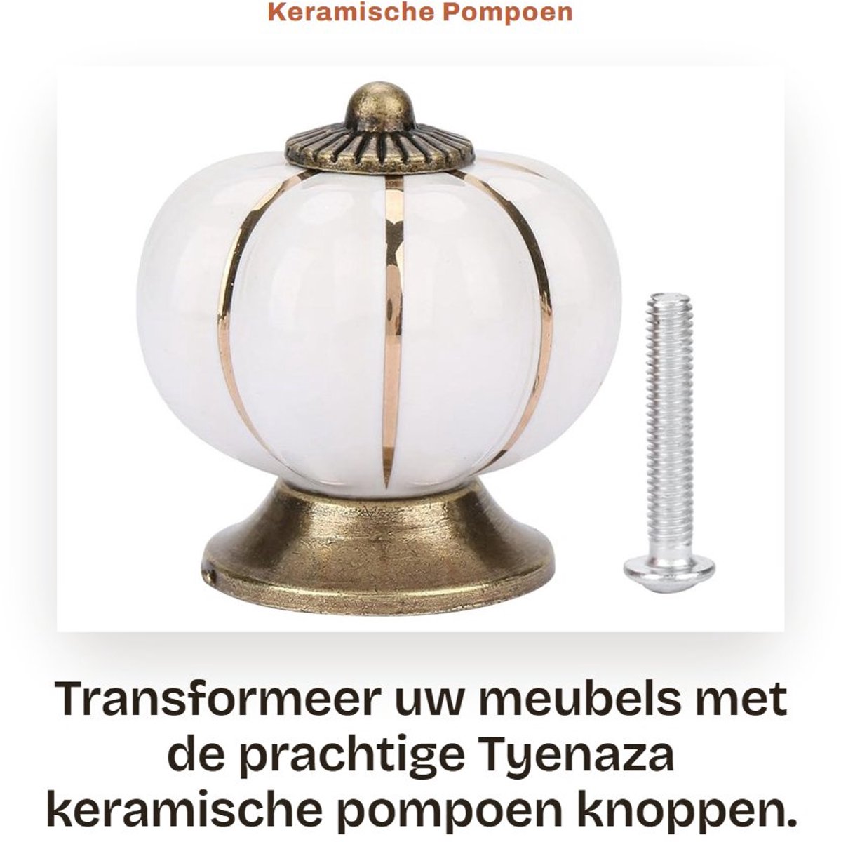 Dailygoods- Kastknoppen Keramiek - Deurknoppen - Meubelknoppen - Vintage Stijl - Diameter 