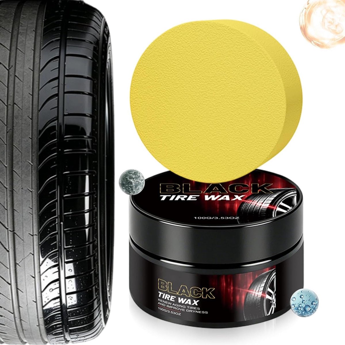 Bandenwas - Velgenverzorging - Auto poetsen - Diepzwarte afwerking - 100g - Zwart