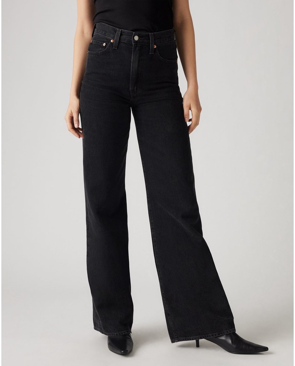 Levi’s Ribcage Jeans met wijde pijpen Zwart