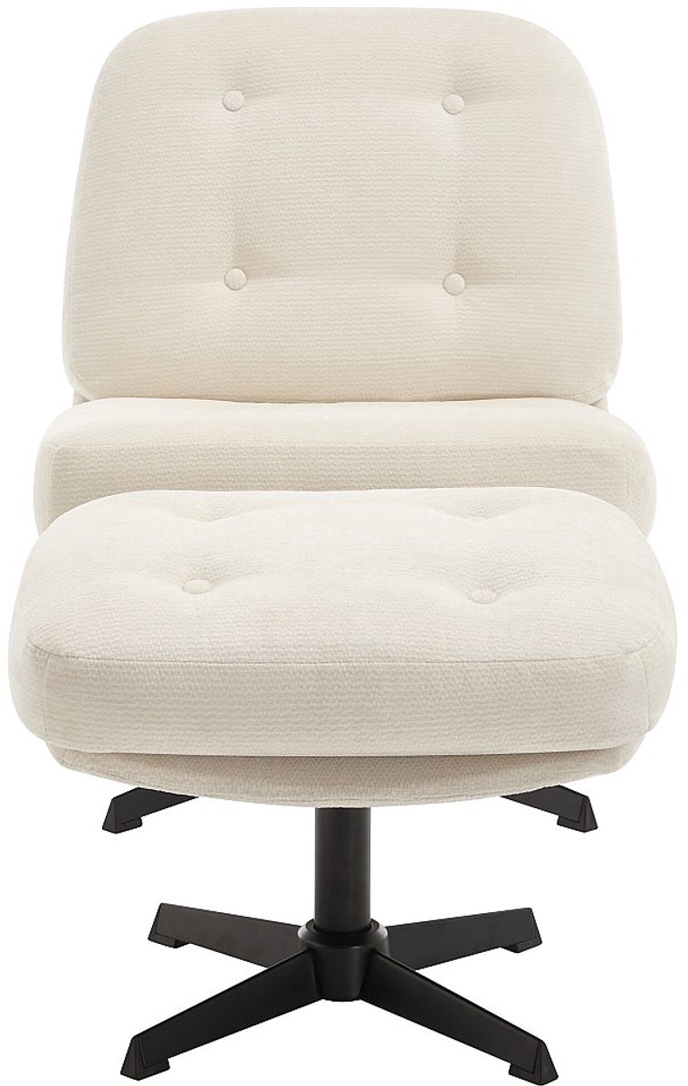 Vente-unique Fauteuil met voetenbank in gebroken wit getextureerde stof TOLOZI Beige