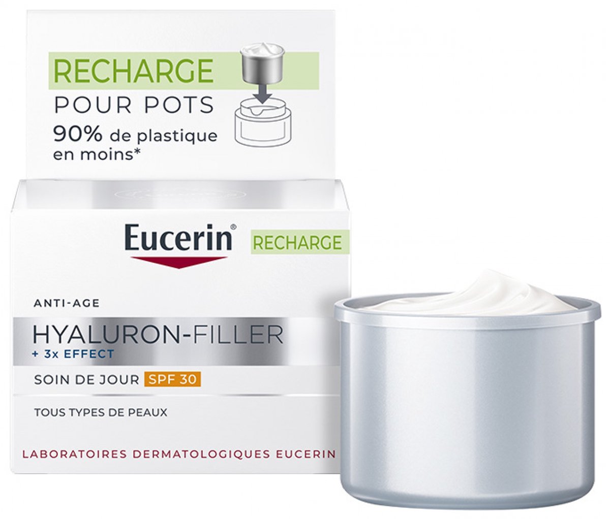 Eucerin Hyaluron-Filler + 3x EFFECT Dagcrème SPF 30 Navulling - Anti-Rimpel Dagcrème voor Vrouwen - Vermindert Rimpels - 50 ml