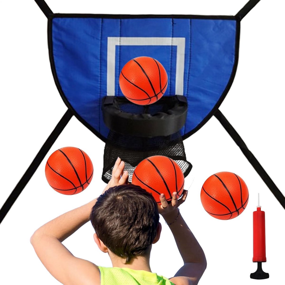 Trampoline Basketbal Hoepel - Springkussen Accessoire - Buiten Spelen - Eenvoudige Installatie - 49 x 36 cm - Blauw