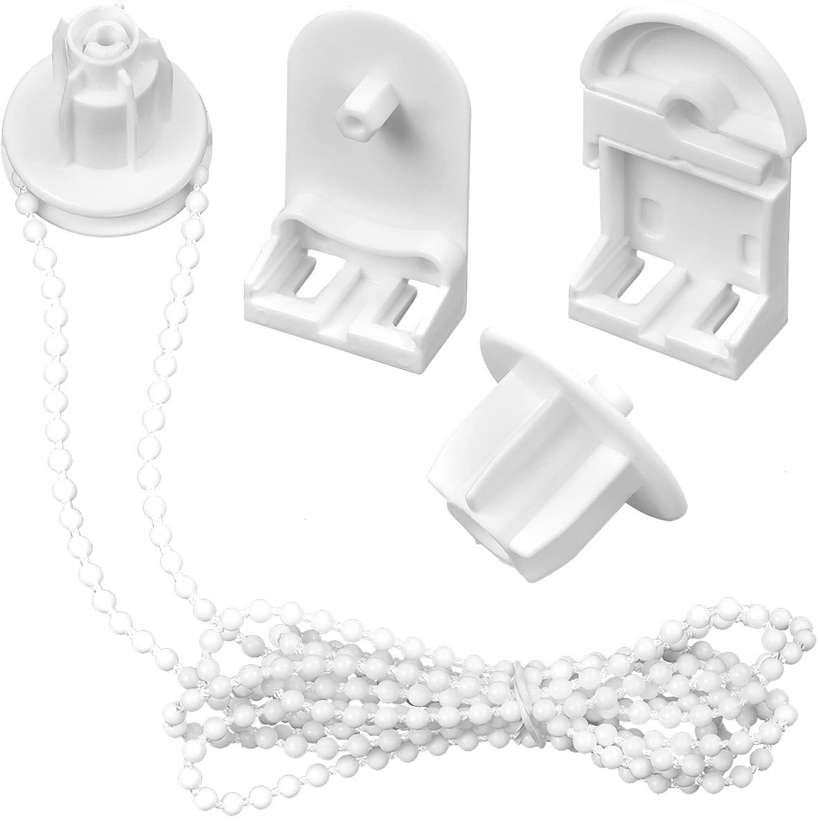 Dailygoods- Rolgordijn Reparatieset - Klemhouders - Parelketting 90 cm - Duurzaam PVC - Geschikt voor 25 mm - Weerbestendig en robuust - Rolgordijnbeslag