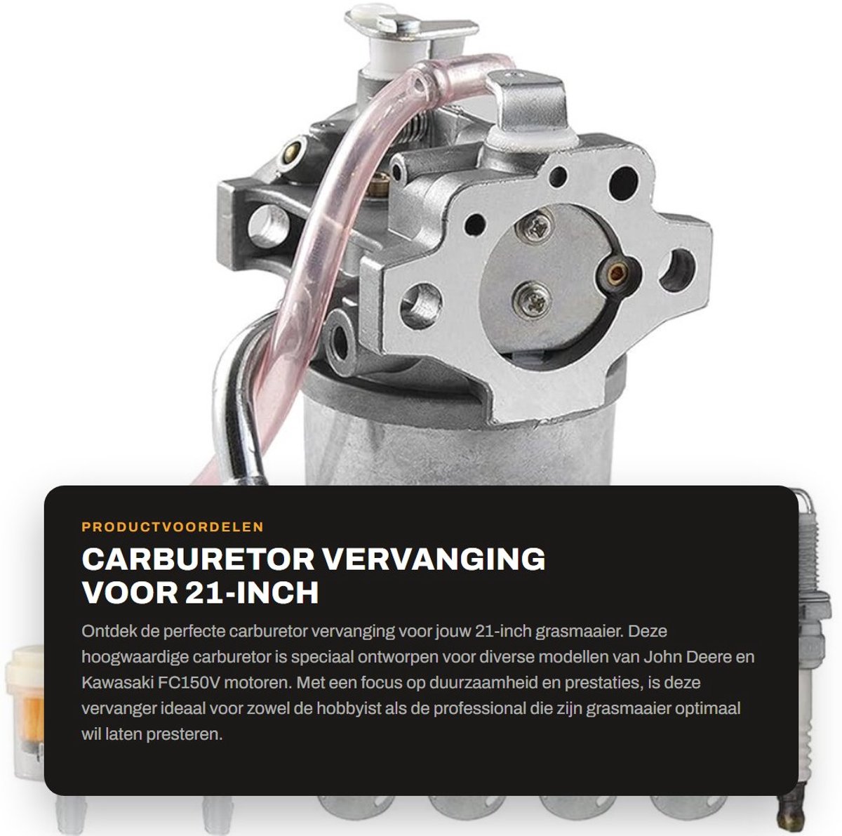 Dailygoods- Carburateur Vervanging voor John Deere - Voor Kawasaki FC150V - 4-Takt Motor - Inclusief Brandstoffilter - Bougie - Geschikt voor 21-Inch Maaiers