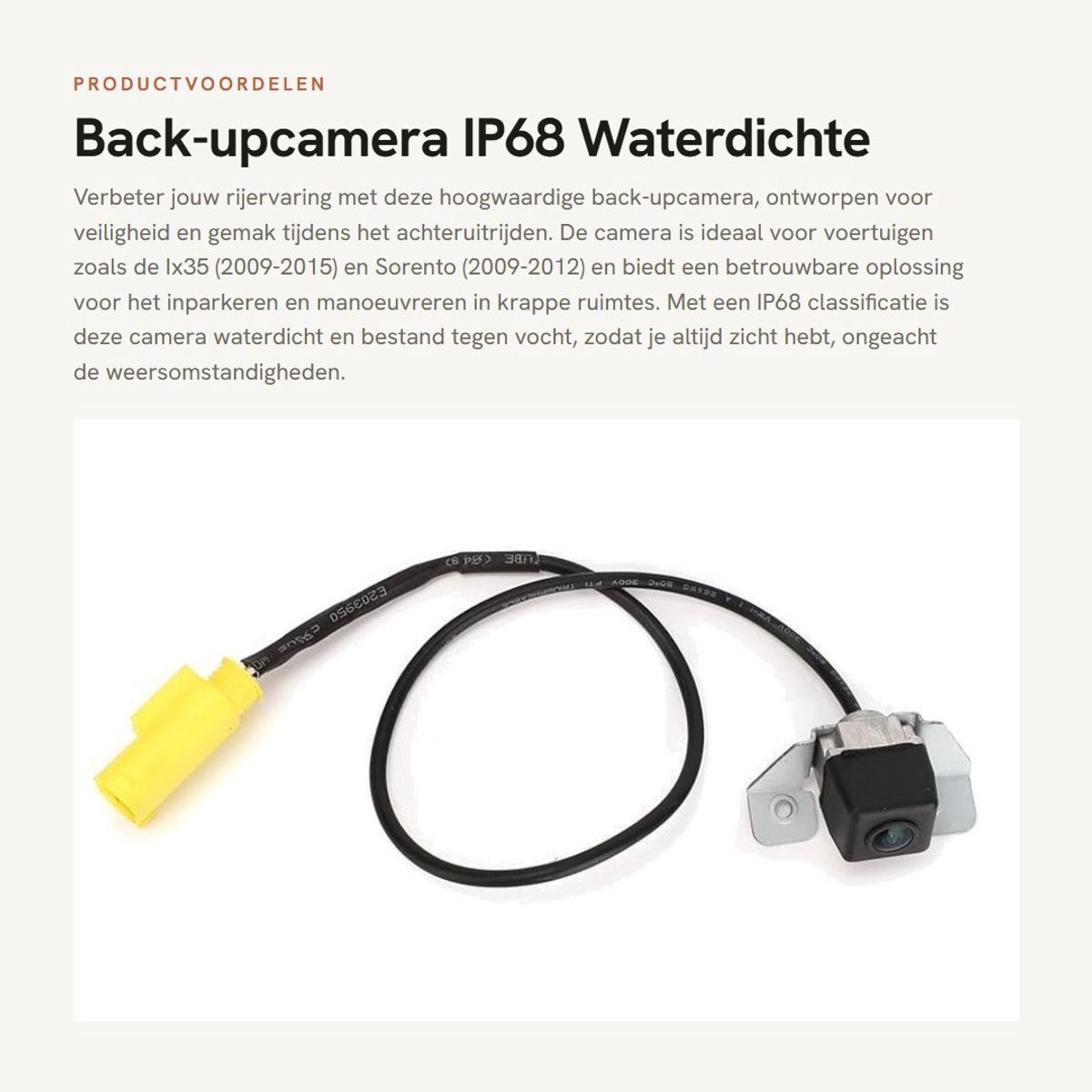Dailygoods- Achteruitrijcamera Waterdicht IP68 - Vervanging voor IX35 2009-2015 - IX20 2010-2015 - Tucson 2009-2015 - Sorento 2009-2012 - Anticondens Lens - Parkeercamera