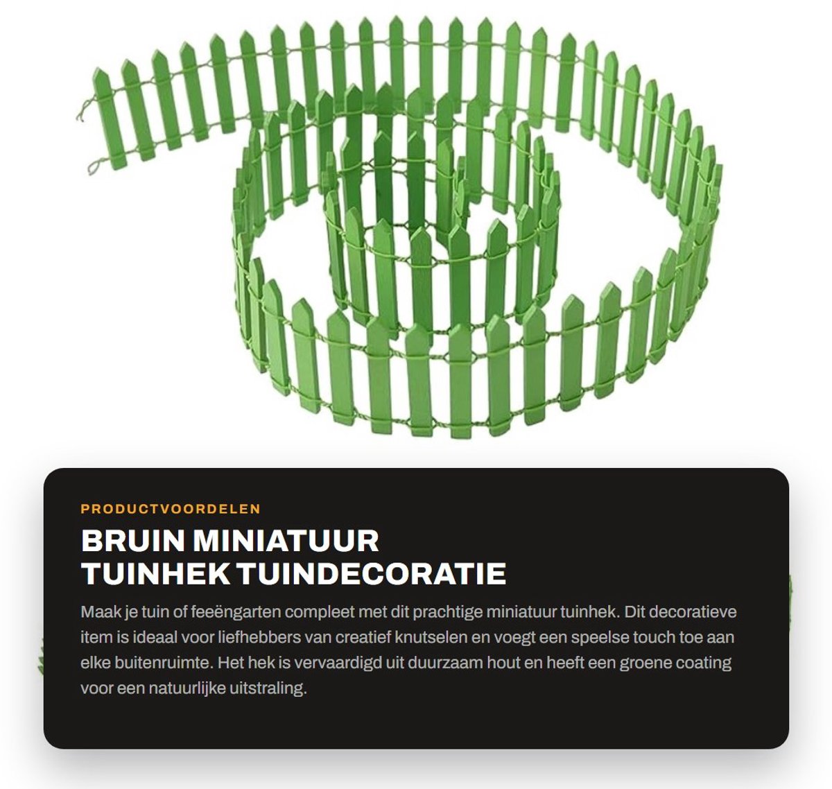 Dailygoods- Tuinhek Miniatuur - Houten Tuindecoratie - DIY Ornament - Sprookjestuin Decoratie - Groen Coating - Duurzaam Materiaal - Tuinornament