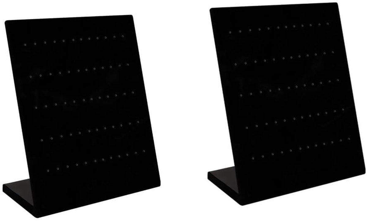 Dailygoods- Oorbelstandaard 2 Stuks - Zwart Fluweel - Sieraden Organizer - L-vormig - 60 Gaten voor 30 Paar Oorbellen - Ruimtebesparend - Sieradenorganizer