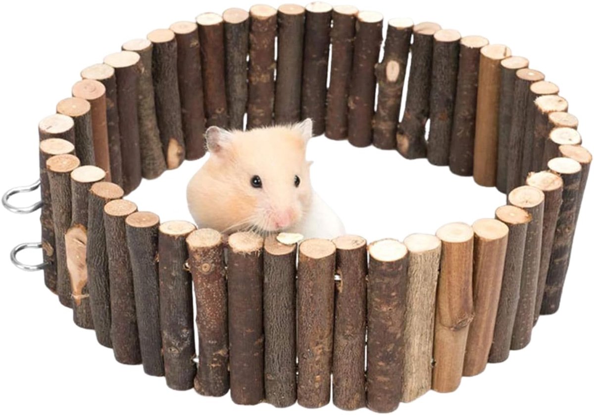 Hamsterladder Knaagrek - Kleine Dieren Brug - Kooi Verrijking - Natuurlijk Klimmen - 30 cm - Houtkleur