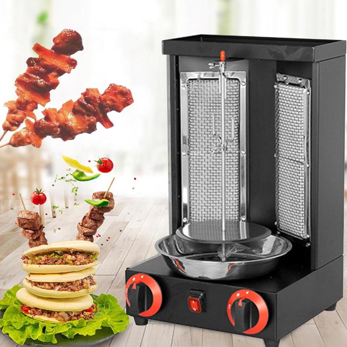 Verticale Grill - Draai-oven - Vlees Braden - Automatische Rotatie - Tot 6 kg - Zwart