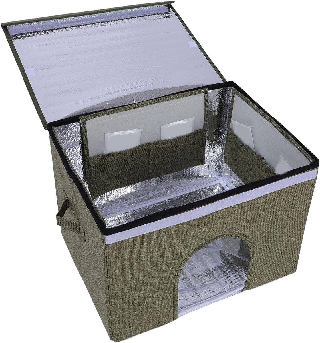 Kattenkoelhuis - Huisdier Grot - Zomerse Koelte - Met 14 Ijspakketten - 52x41x6 cm - OD Groen