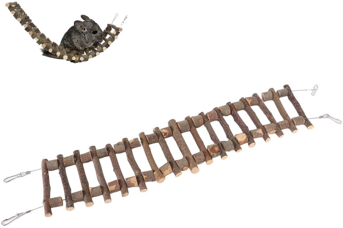 Dailygoods - Klimladder voor Kleine Dieren - Houten Vogelladder voor Papegaaien en Huisdieren