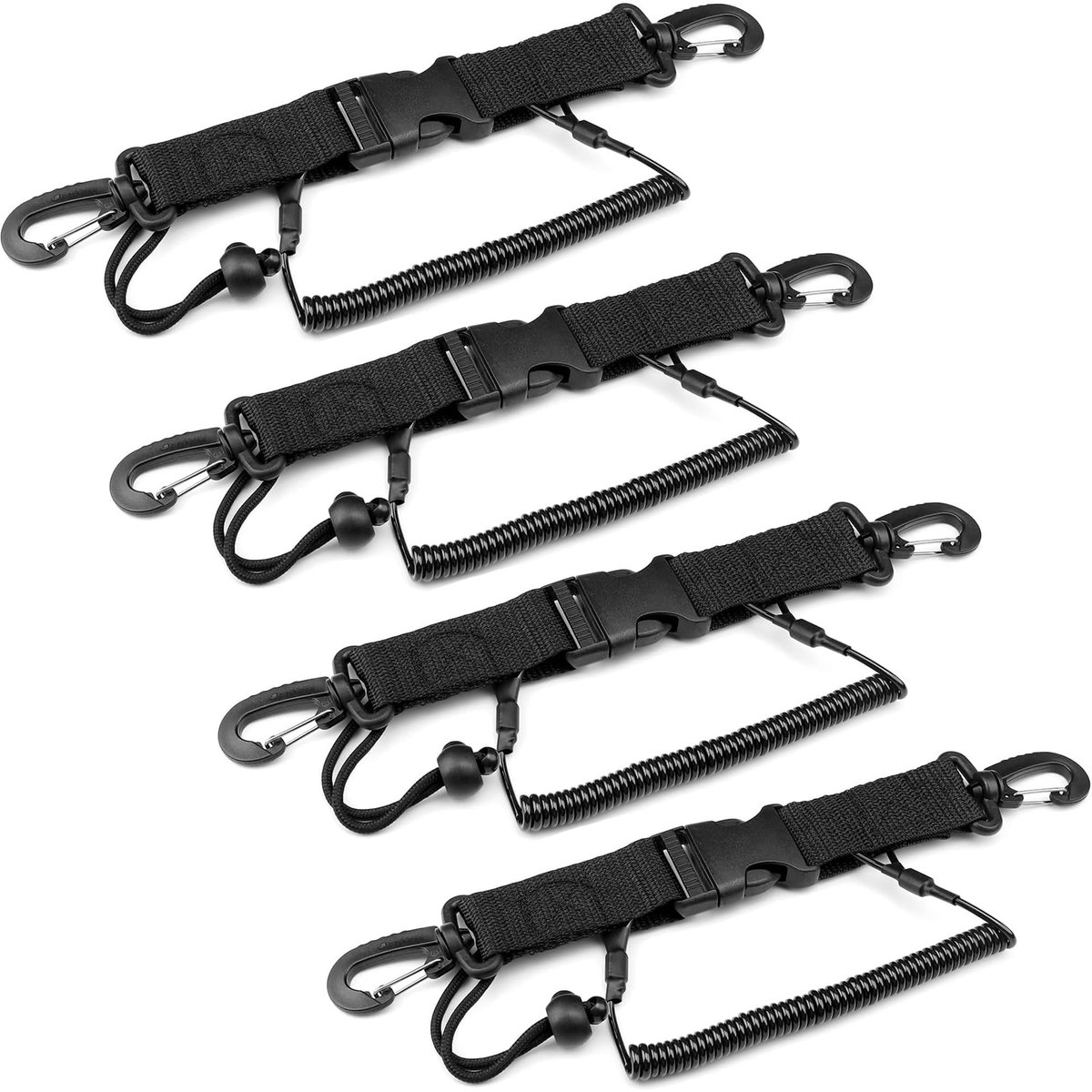 Dailygoods - NIYATA 4 stuks spiraalkabel-duikcamerahouder met karabijnhaak, duikuitrusting met clips, snelsluiting, voor duiken, snorkelen, klimmen, onderwatercamera
