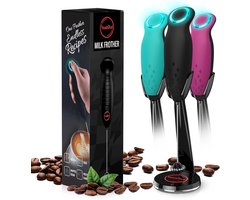Melkopschuimer met standaard - Handheld blender - Koffie maken - Turbine-garde - 16 ounces - Zwart