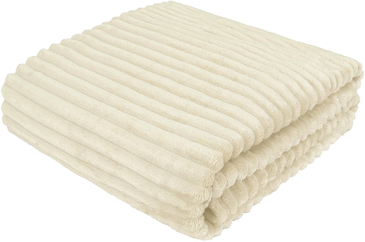 Dailygoods- Deken 170 x 210 cm - Tweezijdige Sprei - Knuffeldeken - Bontdeken - Crèmekleurig - Zacht en Warm