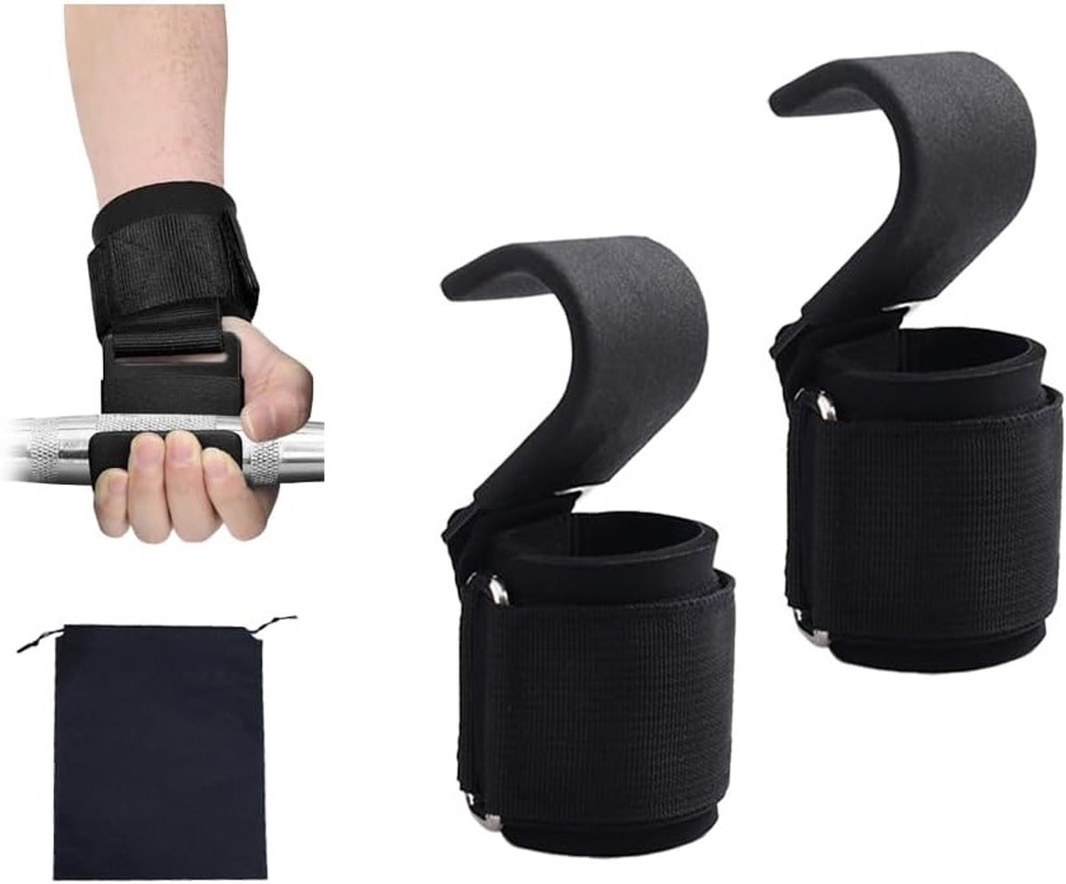 Power Lifting Straps voor Krachttraining - 2 Pack Fitness Tillen Haak met Opbergtas en Polsband voor Bodybuilding en Gewichtheffen