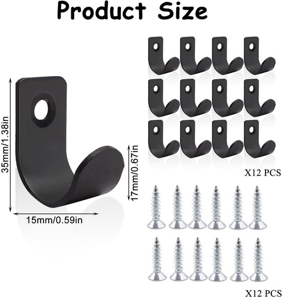 Dailygoods- Zeilhaak Set van 12 - Tension Hooks - Flat Hooks 35 x 16 x 17 mm - Duurzaam - Voor Aanbrengen van Netten - Perfecte Houding - Trailerhaak van Dailygoods — afbeelding 5