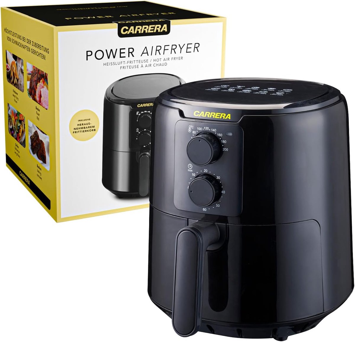 Heteluchtfriteuse - Airfryer Aircooker - Gezond Frituren - Snelle Luchtcirculatie - 4.2 Liter - Zwart