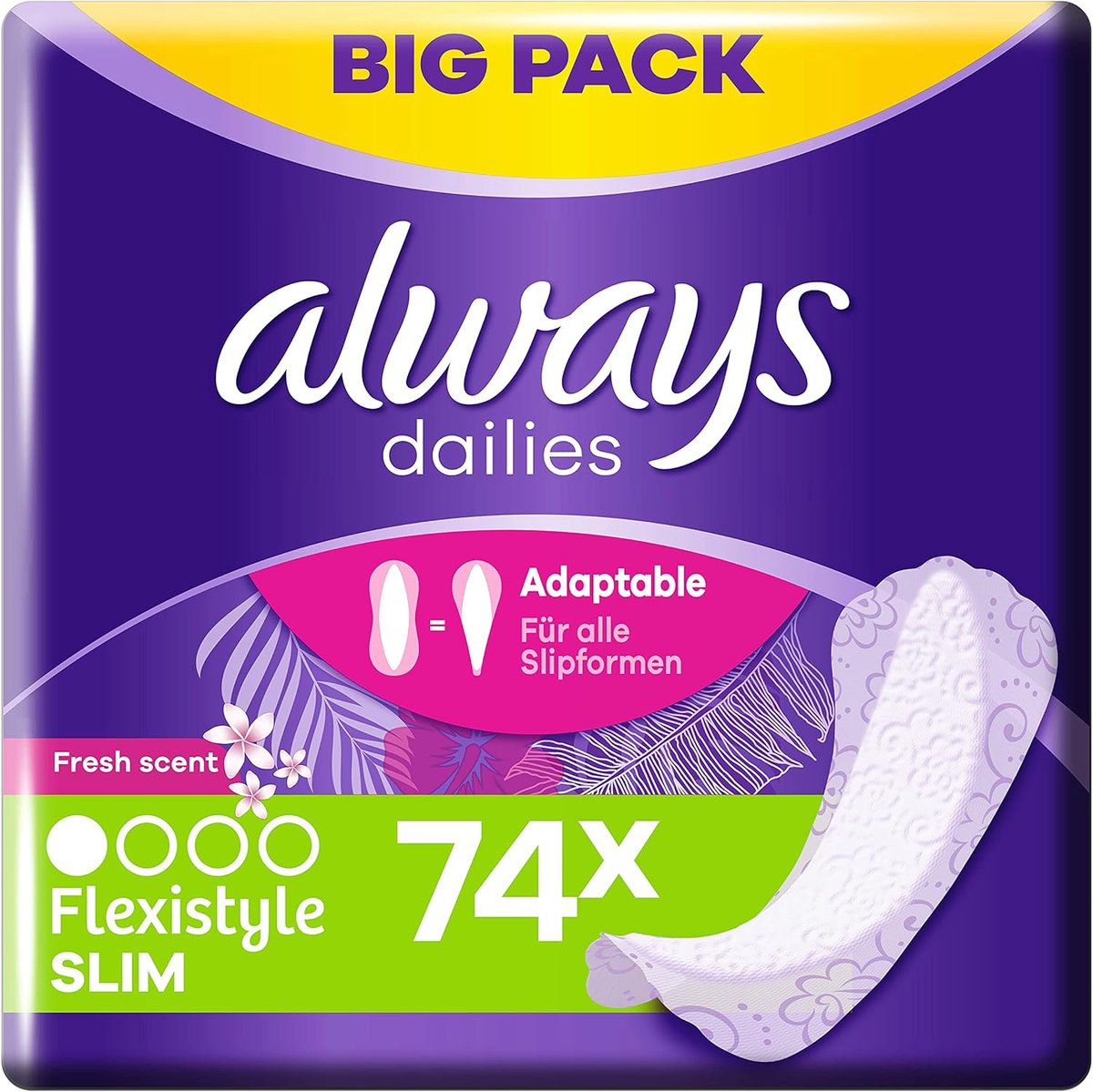 Inlegkruisjes - Dagelijkse frisheid - Intieme hygiëne - Extra dun en flexibel - BigPack 74 - Wit