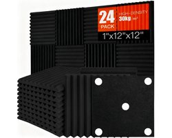 Saiqiang Akoestische panelen, zelfklevend, 24 stuks, geluidsabsorberende platen, wiggen, geluidsisolatie voor studio - ShopVlot