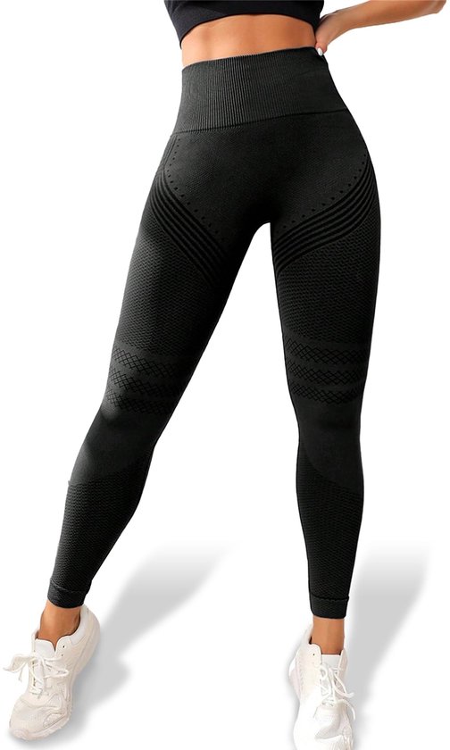 Dailygoods- Compressielegging Dames Hoge Taille - 3D Compressielegging - Naadloos - Sportbroek - Yoga - Vormgevend - Sportlegging van Dailygoods — afbeelding 4
