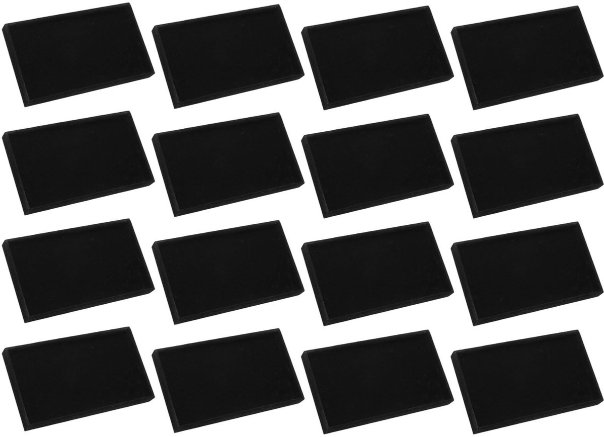 Dailygoods - QUARKZMAN 16 stuks sieradenorganizer, dienblad, stapelbaar, hout, sieradendozen, fluweel, organizer, inzetstukken, houder voor oorbellen, halskettingen, ringen armband (21,5 x 13 x 2,5 cm, zwart)