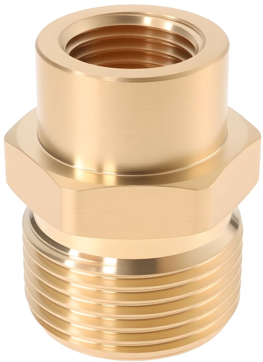 Dailygoods - Hogedrukreiniger Connector G1/4" naar M22x1.5 - Messing Adapter