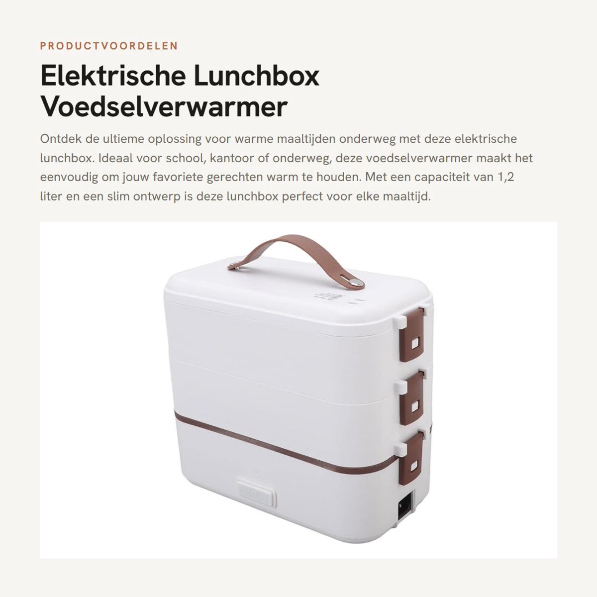 Dailygoods - Elektrische Lunchbox - Voedselverwarmer - Draagbaar en Lekvrij - 1,2L Capaciteit - Voor Thuiskantoor en School - 300W Snel Verwarmen